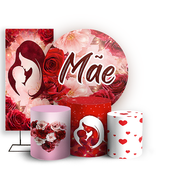 Capas Painel Redondo Trio Cilindro e Faixa Lateral Sublimado - Dia Das Mães