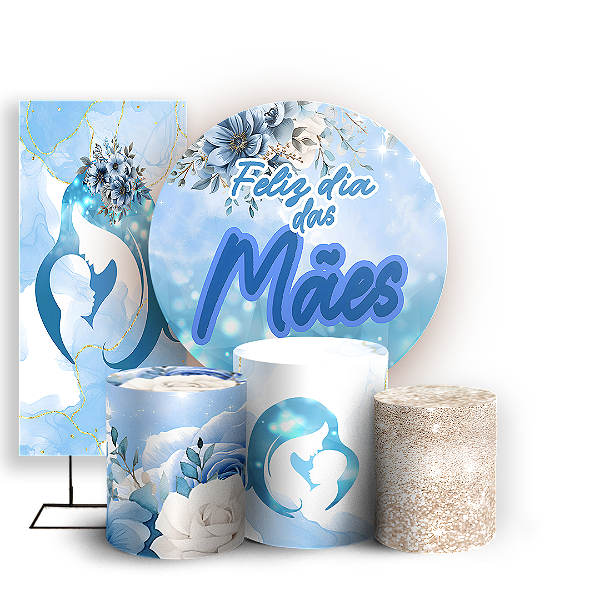 Capas Painel Redondo Trio Cilindro e Faixa Lateral Sublimado - Dia Das Mães