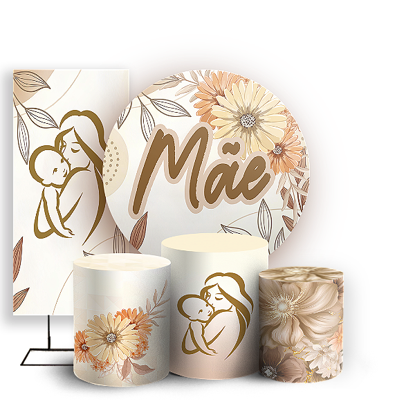 Capas Painel Redondo Trio Cilindro e Faixa Lateral Sublimado - Dia Das Mães