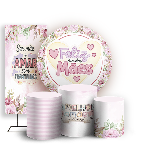 Capas Painel Redondo Trio Cilindro e Faixa Lateral Sublimado - Dias das Mães