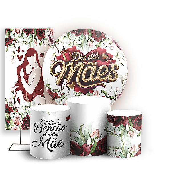 Capas Painel Redondo Trio Cilindro e Faixa Lateral Sublimado - Dias das Mães