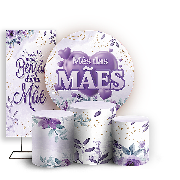Capas Painel Redondo Trio Cilindro e Faixa Lateral Sublimado - Dias das Mães