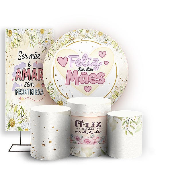 Capas Painel Redondo Trio Cilindro e Faixa Lateral Sublimado - Dias das Mães