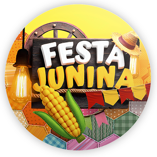 Capa Painel Redondo Sublimado - Festa Junina