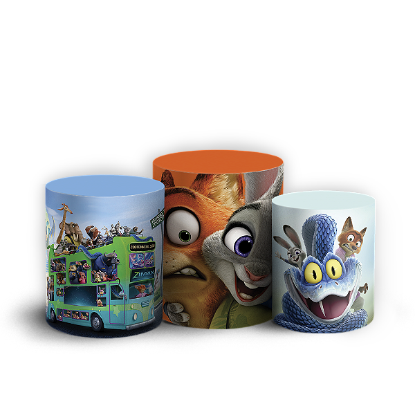 Capas Trio Cilindro Sublimado Vest Facil - Zootopia