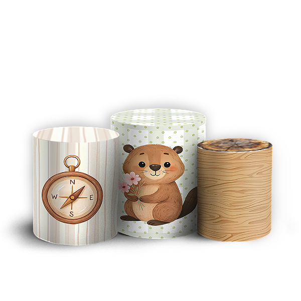 Capas Trio Cilindro Sublimado Vest Facil - Animais Bosque