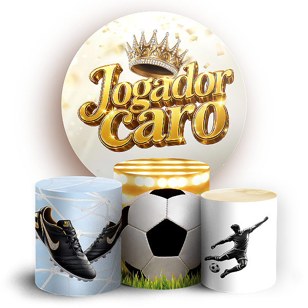 Capas Painel Redondo e Trio Cilindro Sublimado - Futebol Jogador Caro