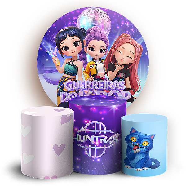 Capas Painel Redondo e Trio Cilindro Sublimado - Guerreiras Do K-Pop