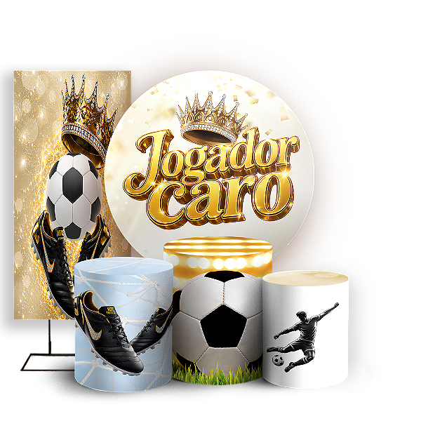 Capas Painel Redondo Trio Cilindro e Faixa Lateral Sublimado - Futebol Jogador Caro