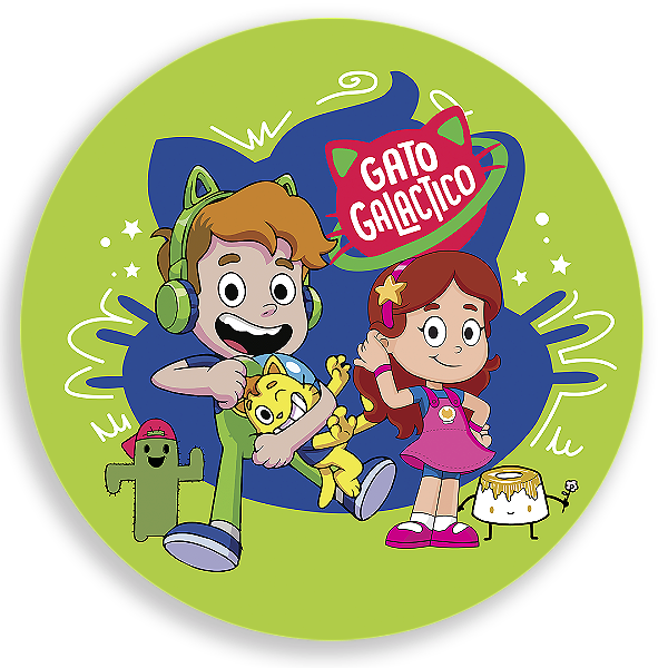 Capa Painel Redondo Sublimado - Gato Galactico
