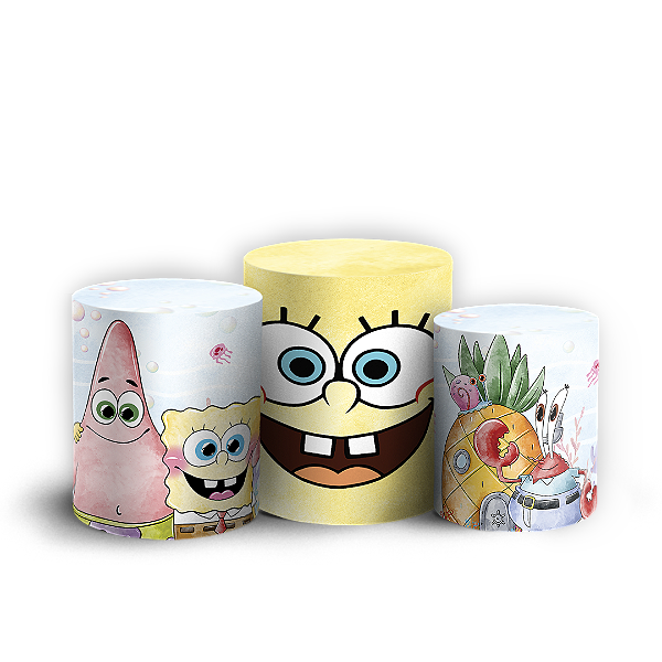 Capas Trio Cilindro Sublimado Vest Facil - Bob Esponja