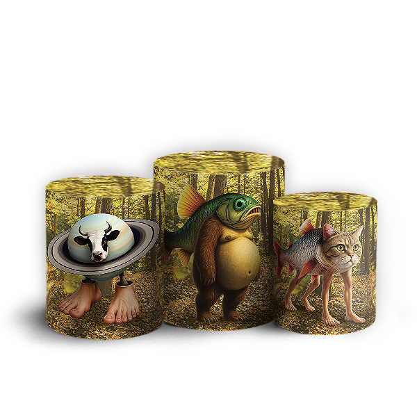 Capas Trio Cilindro Sublimado Vest Facil - Brainrot