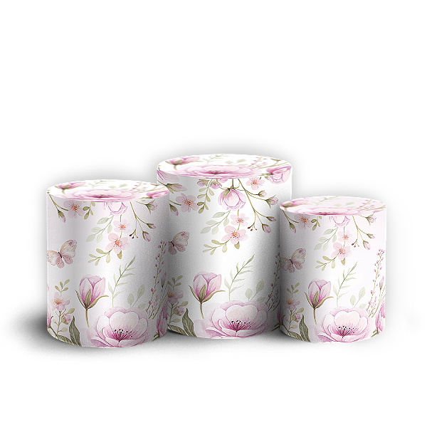 Capas Trio Cilindro Sublimado Vest Facil - Jardim Rosa
