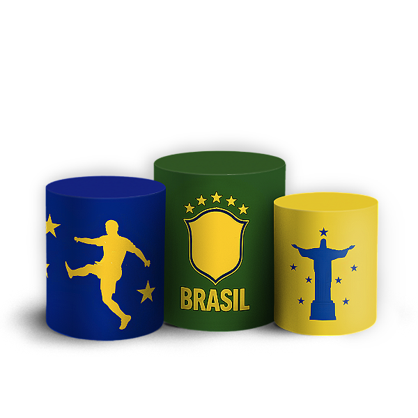 Capas Trio Cilindro Sublimado Vest Facil - Copa Do Mundo Brasil