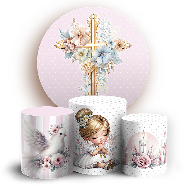 Capas Painel Redondo e Trio Cilindro Sublimado - Eucaristia