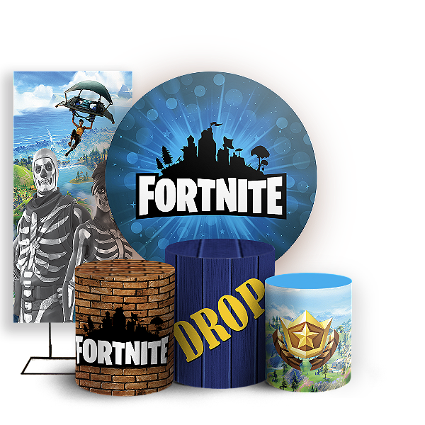 Capas Painel Redondo Trio Cilindro e Faixa Lateral Sublimado - Fortnite