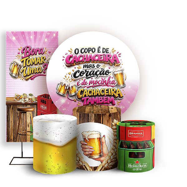 Capas Painel Redondo Trio Cilindro e Faixa Lateral Sublimado - Copo De Mocinha Cerveja