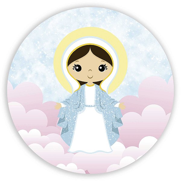 Capa Painel Redondo Sublimado - Virgem Maria Cute