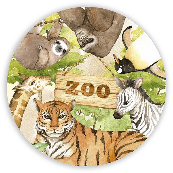 Capa Painel Redondo Sublimado - Zoológico