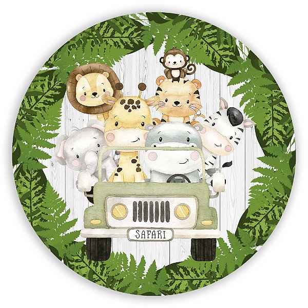 Capa Painel Redondo Sublimado - Animais Safari