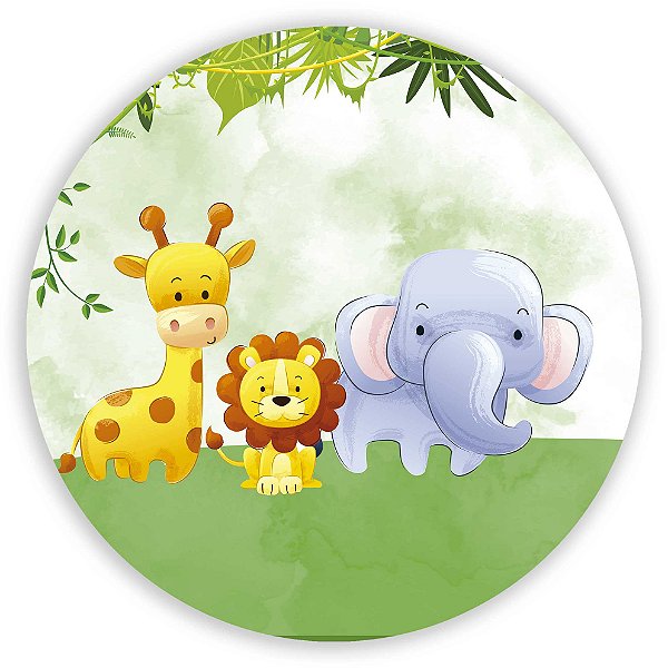 Capa Painel Redondo Sublimado - Animais Safari