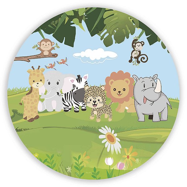 Capa Painel Redondo Sublimado - Animais Safari