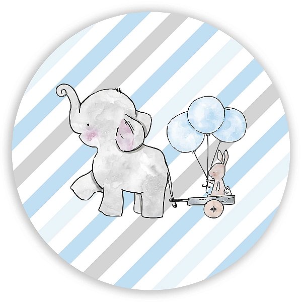 Capa Painel Redondo Sublimado - Elefante Azul