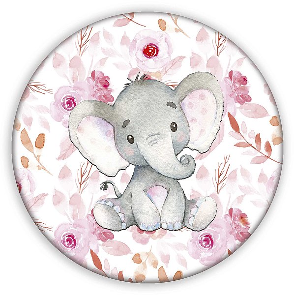Capa Painel Redondo Sublimado - Elefante Rosa