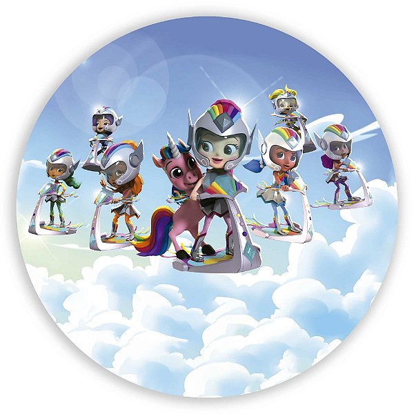 Capa Painel Redondo Sublimado - Rainbow Rangers