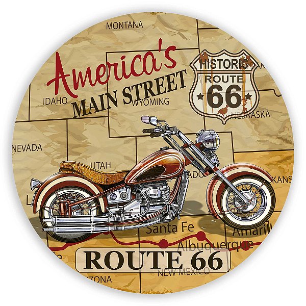 Capa Painel Redondo Sublimado - Route 66
