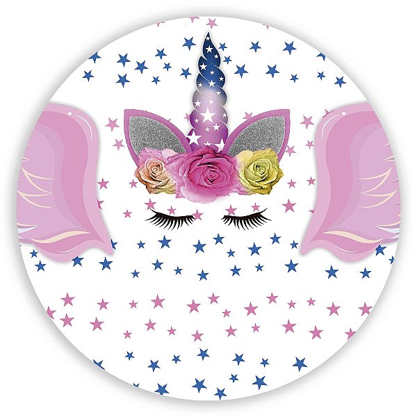 Capa Painel Redondo Sublimado - Unicornio