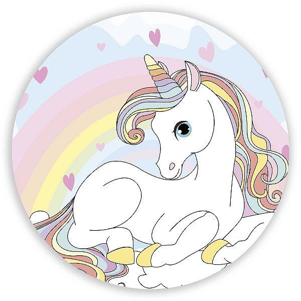 Capa Painel Redondo Sublimado - Unicornio