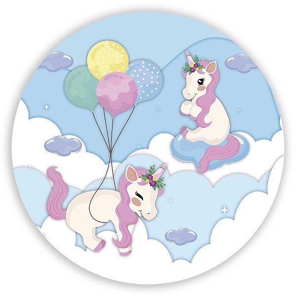 Capa Painel Redondo Sublimado - Unicornio