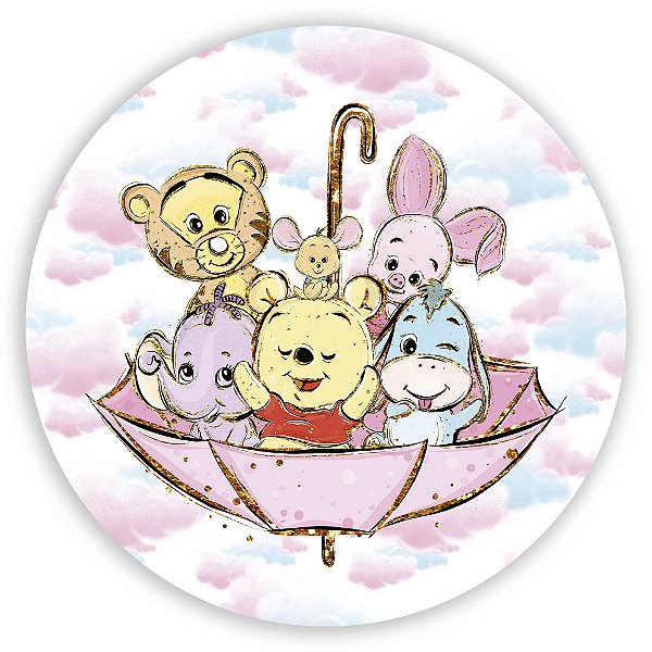 Capa Painel Redondo Sublimado - Ursinho Pooh