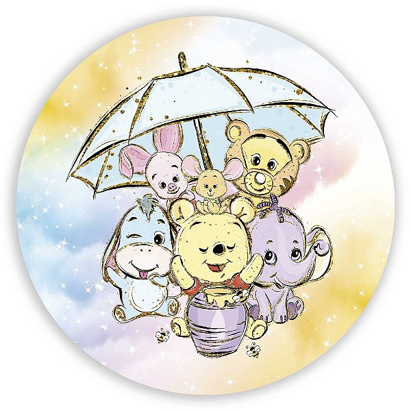 Capa Painel Redondo Sublimado - Ursinho Pooh