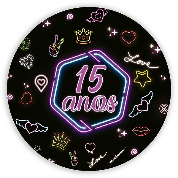 Capa Painel Redondo Sublimado - 15 anos