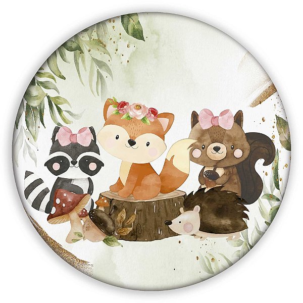 Capa Painel Redondo Sublimado - Animais Bosque