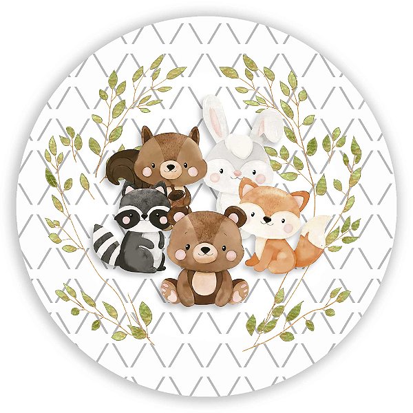 Capa Painel Redondo Sublimado - Animais Bosque