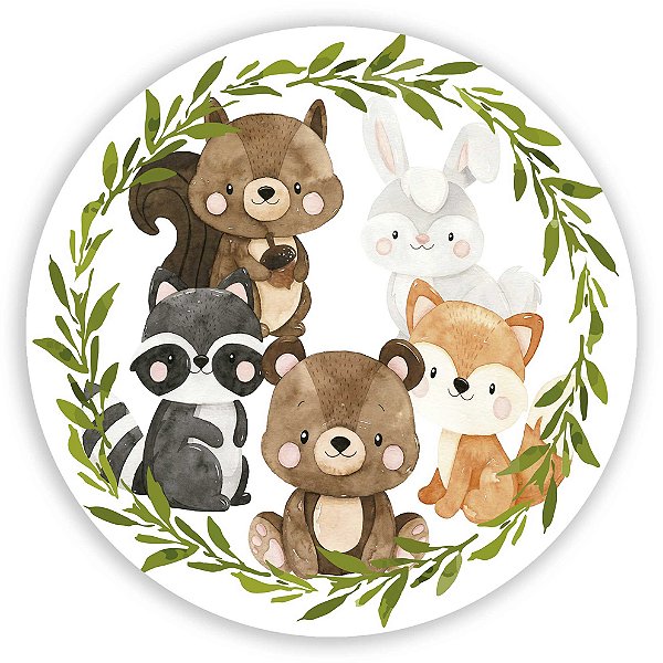 Capa Painel Redondo Sublimado - Animais Bosque