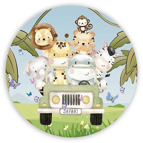 Capa Painel Redondo Sublimado - Animais Safari