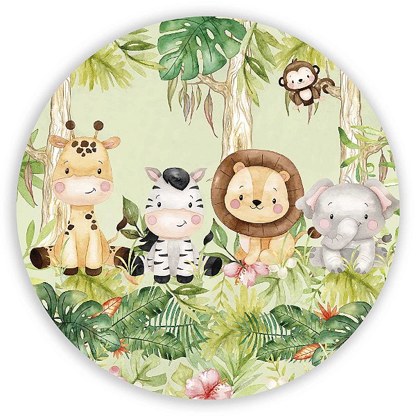Capa Painel Redondo Sublimado - Animais Safari