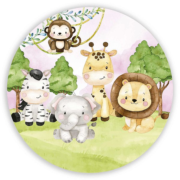 Capa Painel Redondo Sublimado - Animais Safari