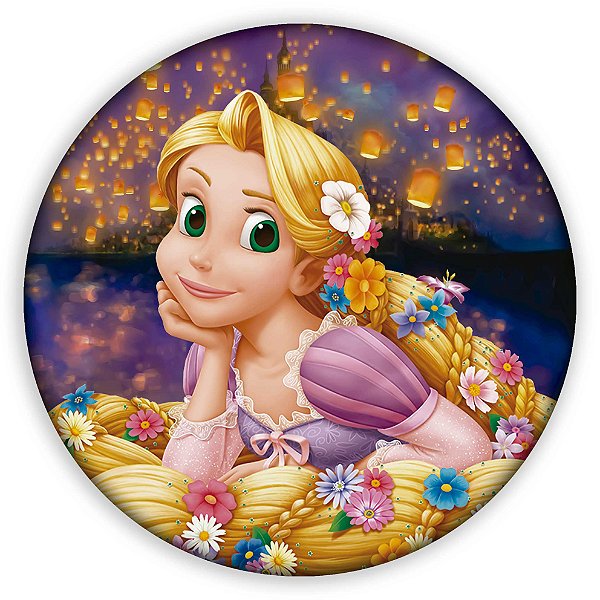 Capa Painel Redondo Sublimado - Rapunzel Enrolados