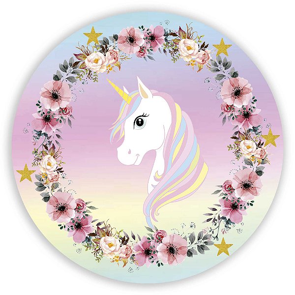 Capa Painel Redondo Sublimado - Unicornio