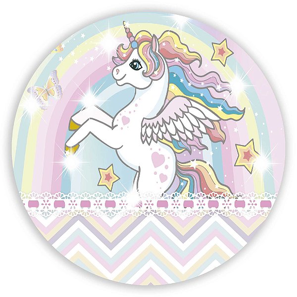 Capa Painel Redondo Sublimado - Unicornio