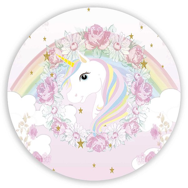 Capa Painel Redondo Sublimado - Unicornio