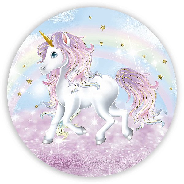 Capa Painel Redondo Sublimado - Unicornio