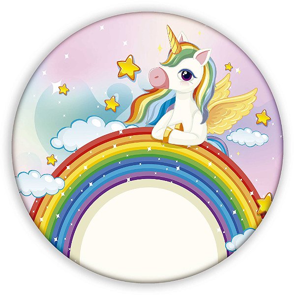 Capa Painel Redondo Sublimado - Unicornio
