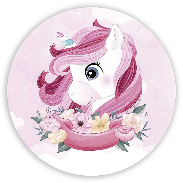 Capa Painel Redondo Sublimado - Unicornio