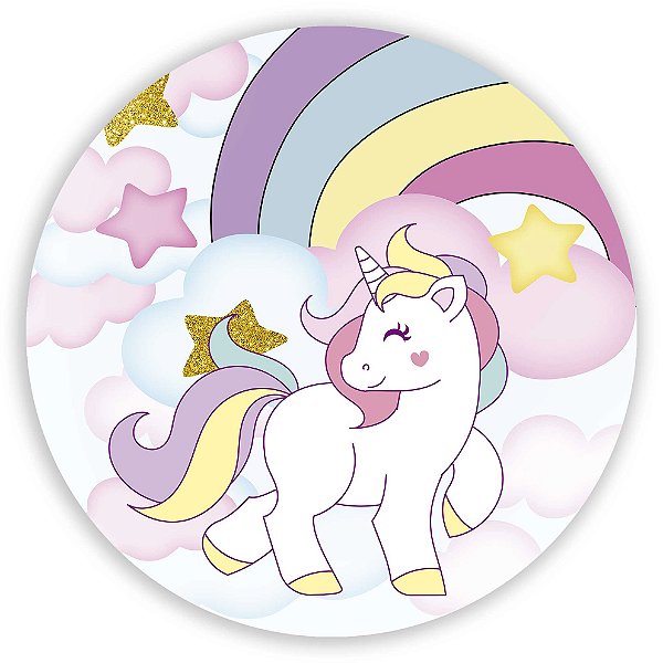 Capa Painel Redondo Sublimado - Unicornio